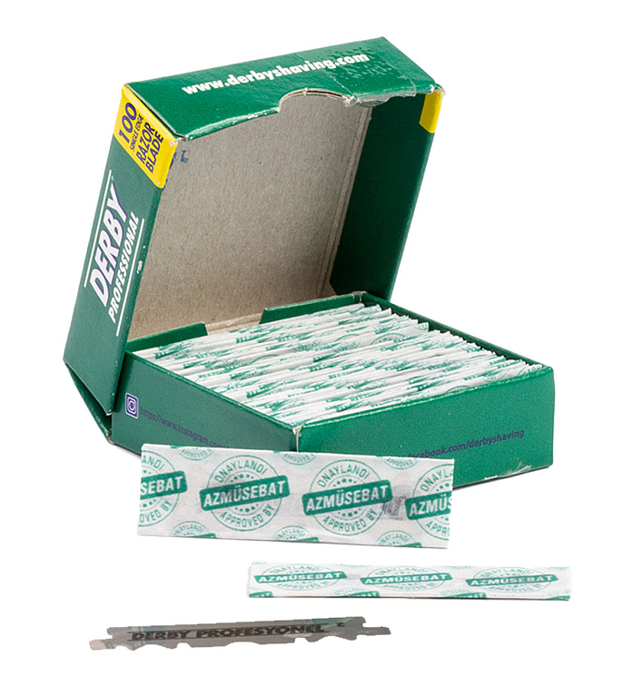 Derby Professional односторонние лезвия, 100 шт. в зеленой упаковке фото 1