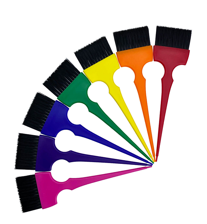 CANWAY RAINBOW TINT BRUSH SET-L/ Набор кистей парикмахерских для нанесения краски, пластик 60 мм, 7 цветов фото 1