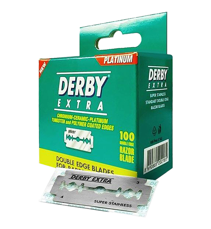 Derby Extra двусторонние лезвия, 100 шт. в зеленой упаковке фото 1