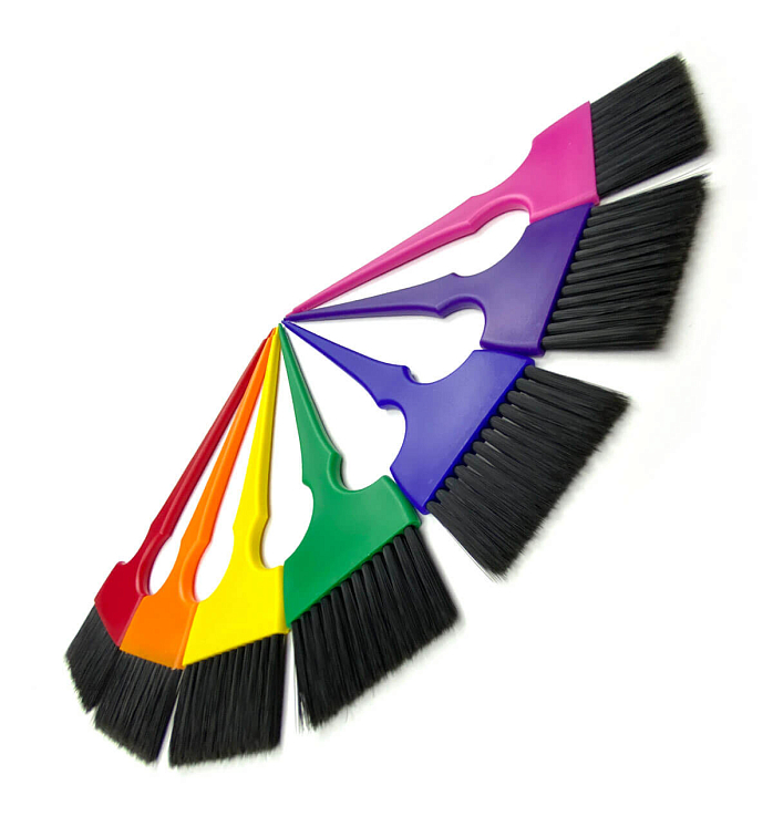 CANWAY RAINBOW TINT BRUSH SET-L/ Набор кистей парикмахерских для нанесения краски, пластик 60 мм, 7 цветов фото 4