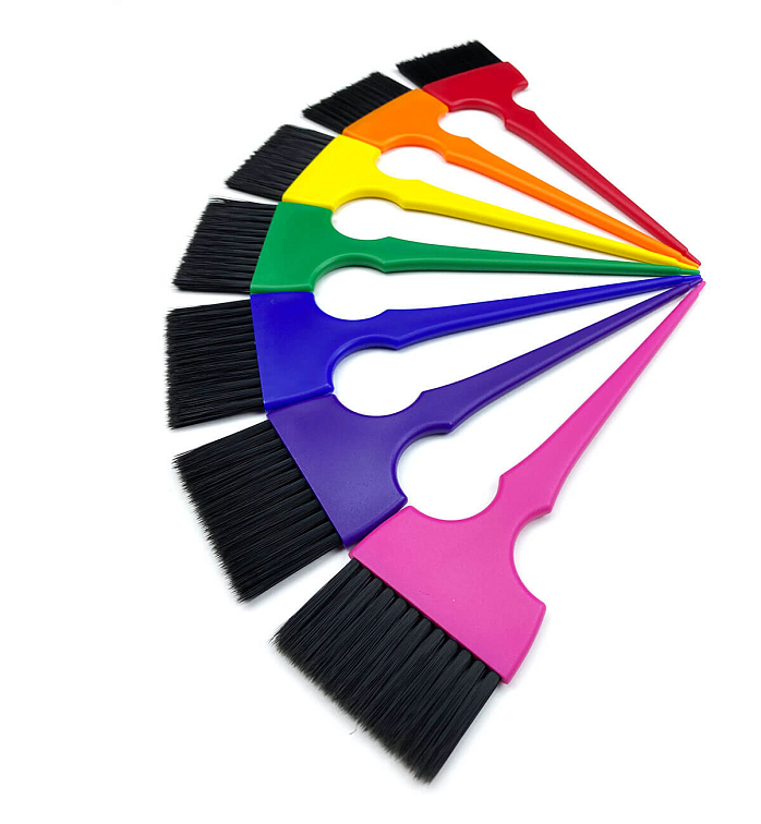 CANWAY RAINBOW TINT BRUSH SET-L/ Набор кистей парикмахерских для нанесения краски, пластик 60 мм, 7 цветов фото 3