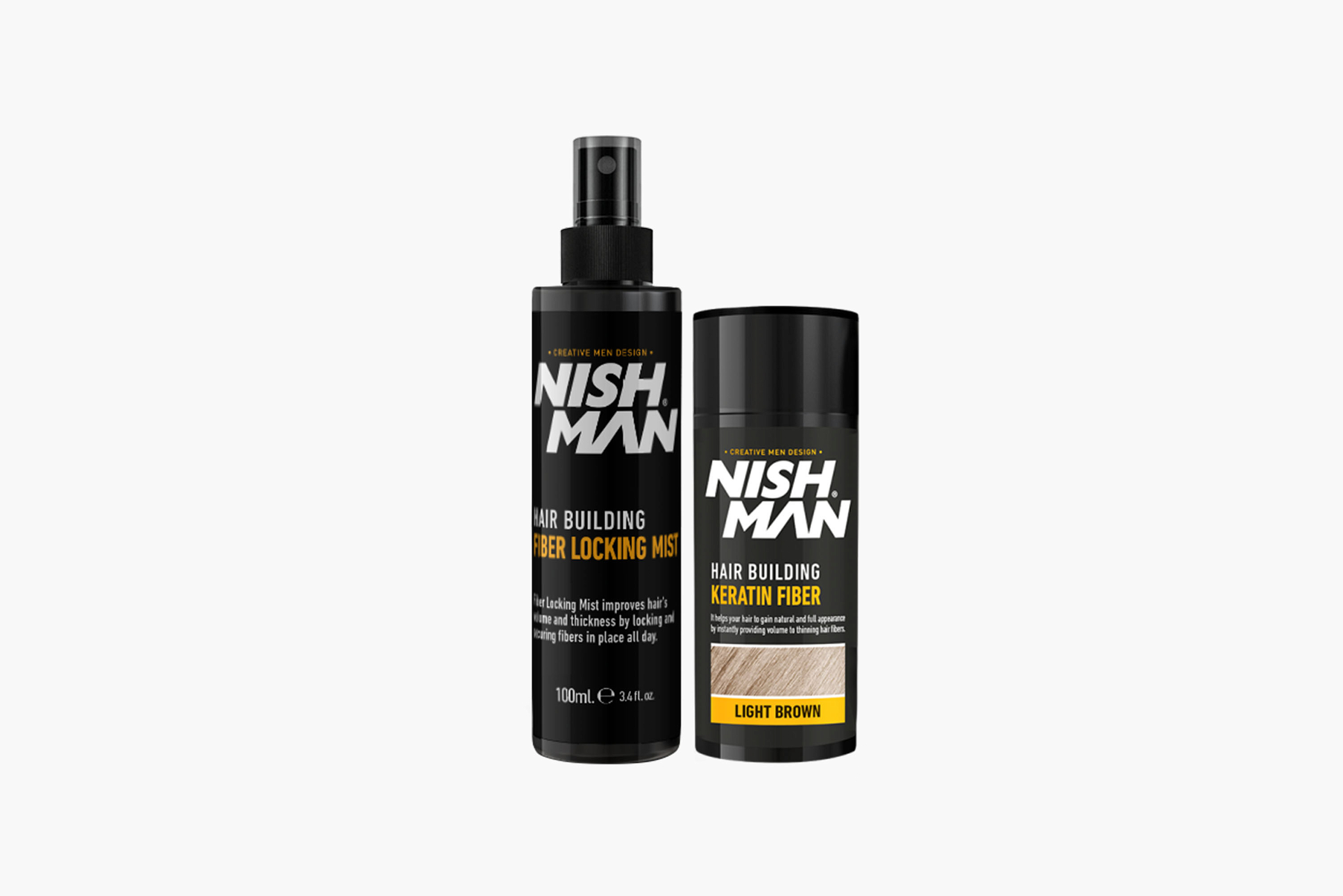 Nishman Hair Building Keratin Fiber & Locking Mist Spray Set (Light Brown) фото 1