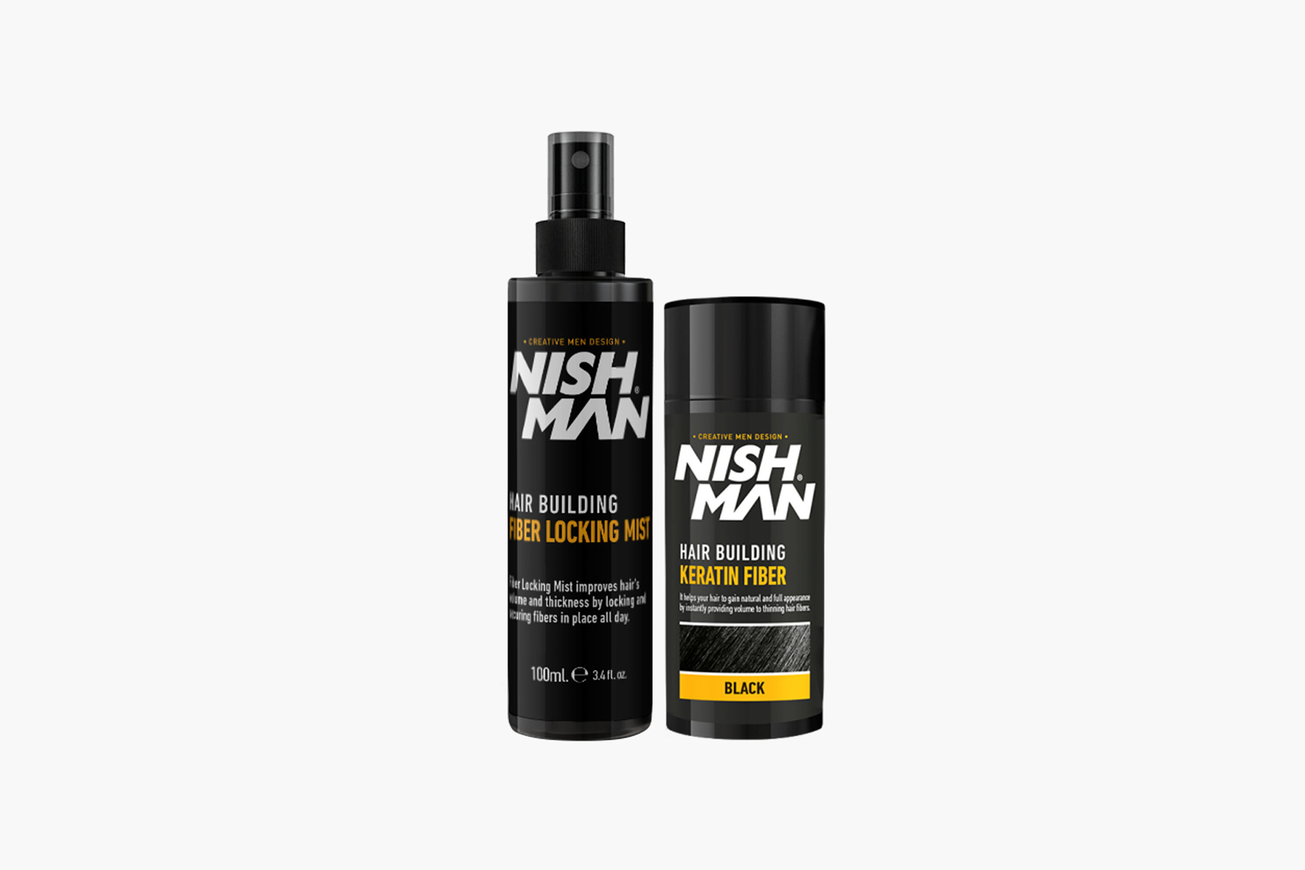 Nishman Hair Building Keratin Fiber & Locking Mist Spray Set (Black) фото 1